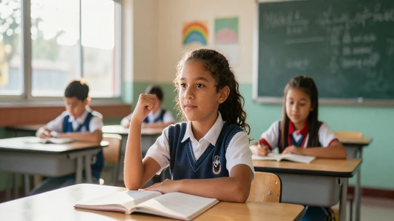Estudiante mexicano en aula con luz dramática