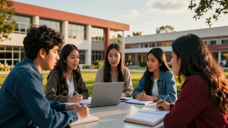 Éxito académico en campus moderno y vibrante