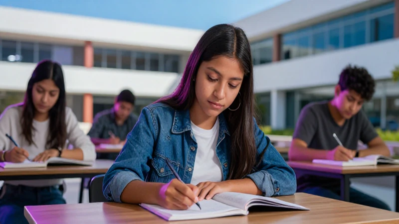 Estudiante mexicano moderno en universidad