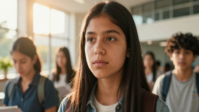 Primer plano estudiante mexicana, luz dorada