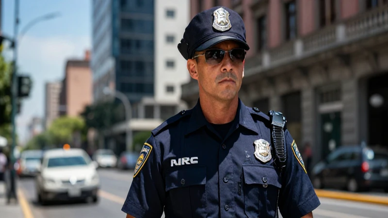 Policía urbana mexicana moderna con estilo cinematográfico