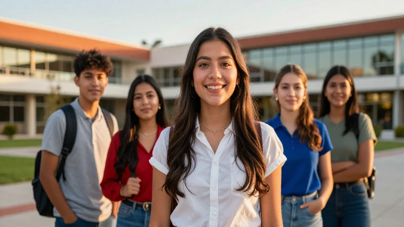 Estudiante mexicano en campus con luz dorada
