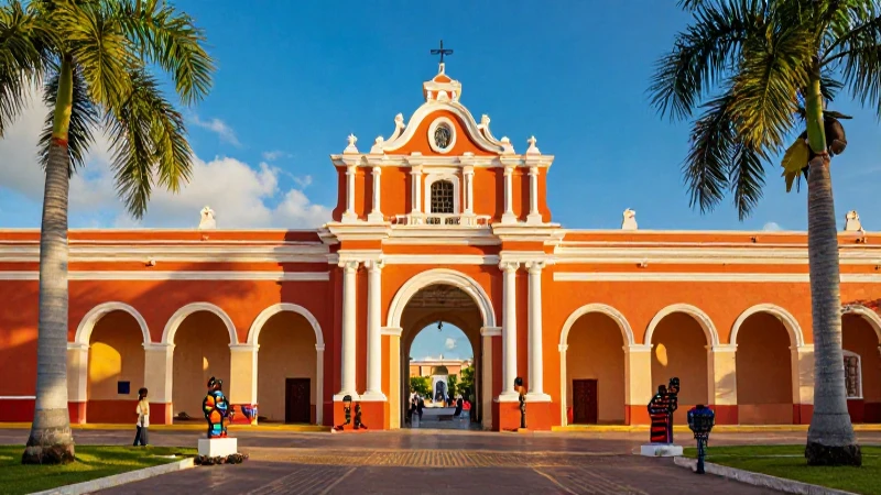 Artesano en museo colonial, luz dorada Cozumel