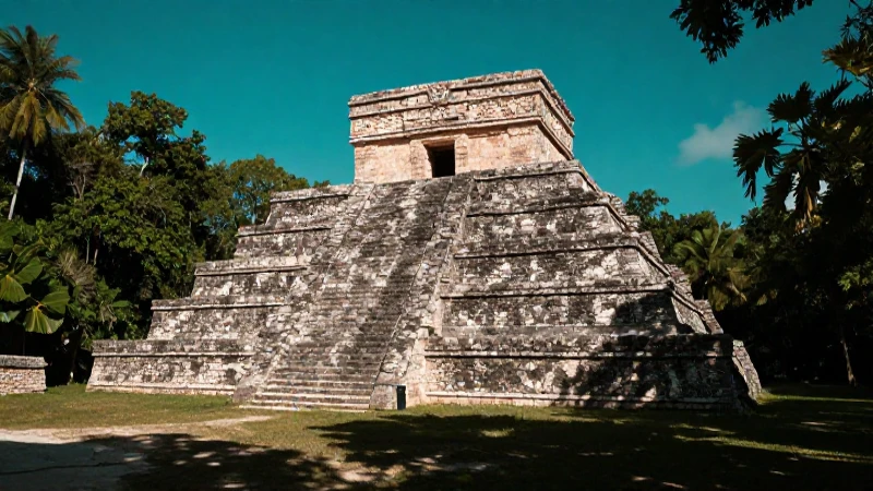 Ruinas mayas en la selva con luz dramática