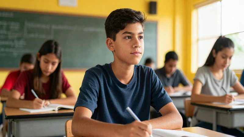 Estudiante mexicano exitoso en entorno vibrante