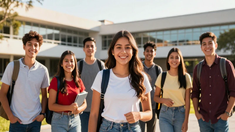 Estudiantes mexicanos felices en campus vibrante