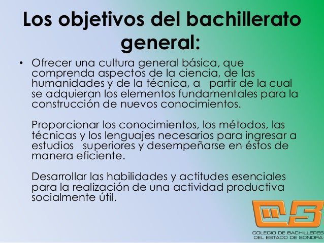 Fundamentos y objetivos del bachillerato de la SECTEI