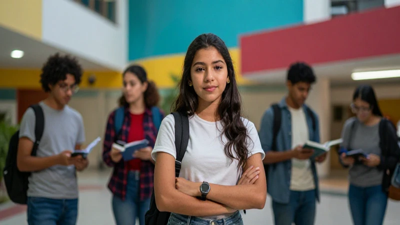 Estudiante mexicano en campus universitario profesional