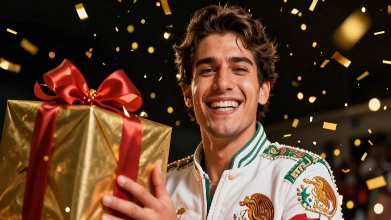 Ganador mexicano celebrando con estilo vibrante