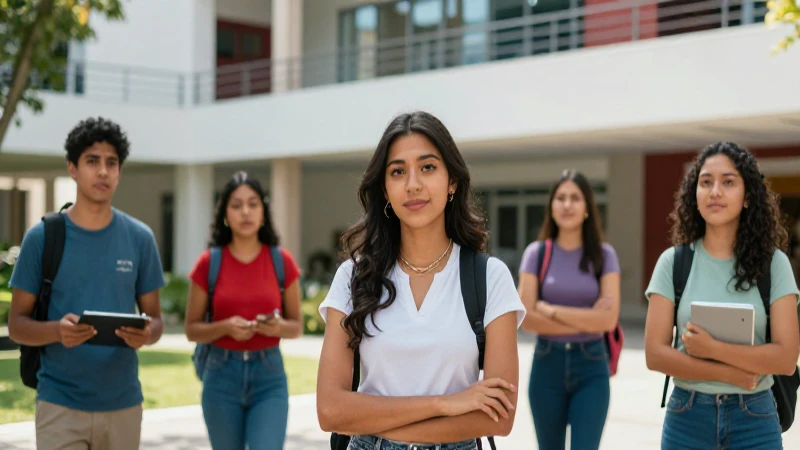 Estudiantes mexicanos en vibrante campus universitario