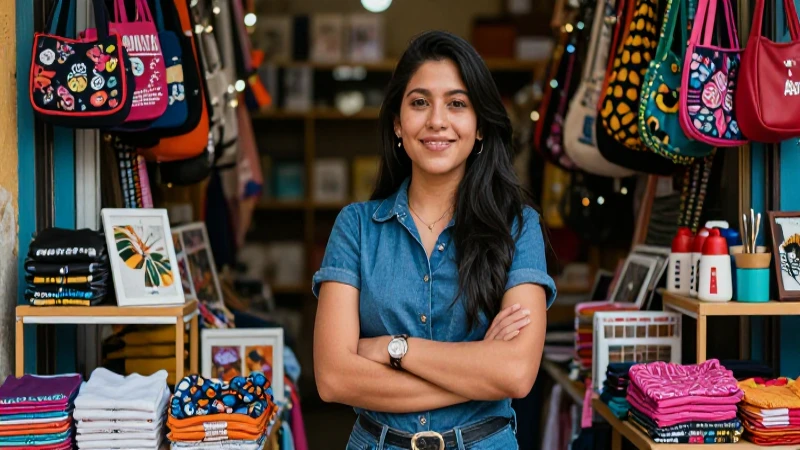 Joven empresario mexicano en un vibrante mercado