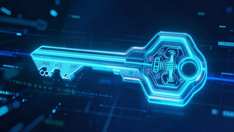 Llave futurista brillante con fondo dinámico y alto contraste