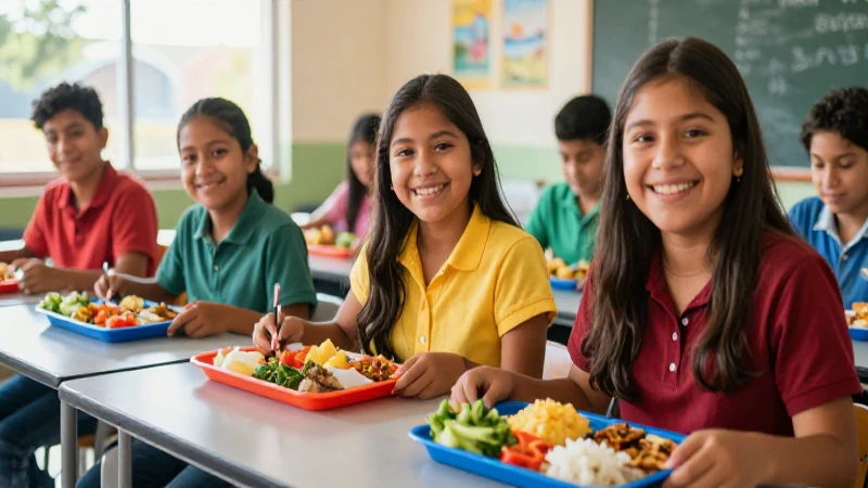 Estudiantes mexicanos felices en un salón moderno y luminoso