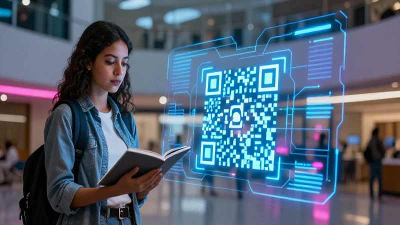 Diseño profesional de código QR en campus universitario