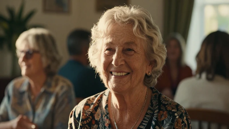 Abuela feliz con luz cálida y vívida