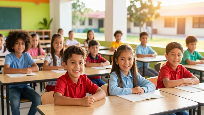 Estudiantes mexicanos felices en aula brillante