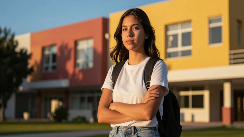 Joven estudiante mexicano seguro en campus moderno