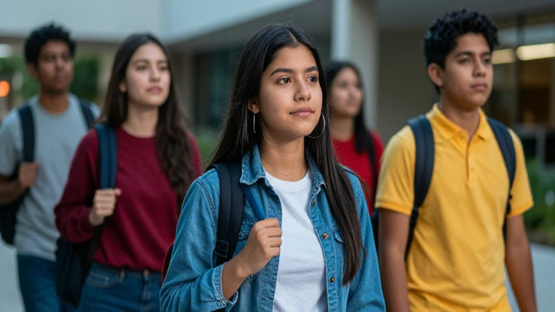Estudiantes universitarios mexicanos optimistas en escena