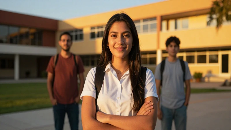 Estudiante mexicano en campus universitario moderno