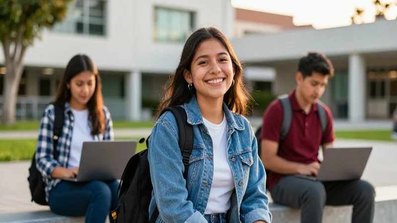Retrato de estudiante mexicano sonriendo al atardecer