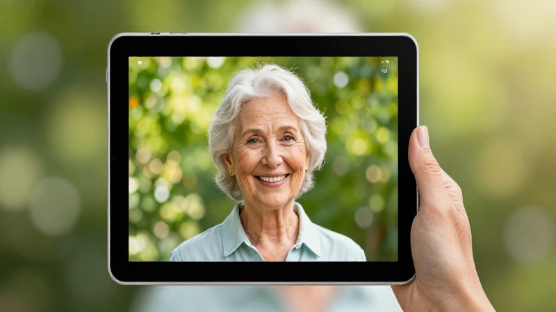 Mujer sonriente y moderna con tablet en entorno vibrante