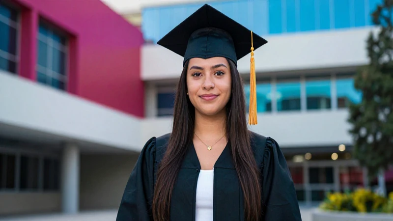 Estudiante mexicano exitoso en campus moderno