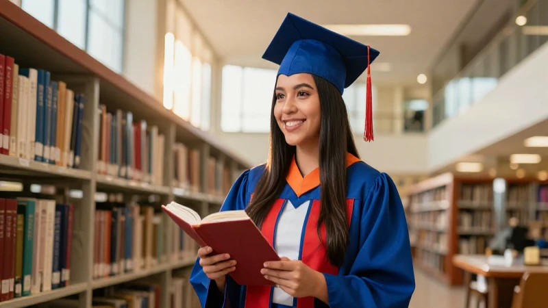 Estudiante mexicano ambicioso en biblioteca moderna