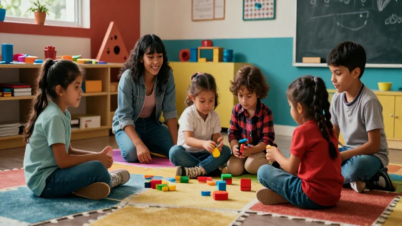 Niños mexicanos jugando en un entorno vibrante