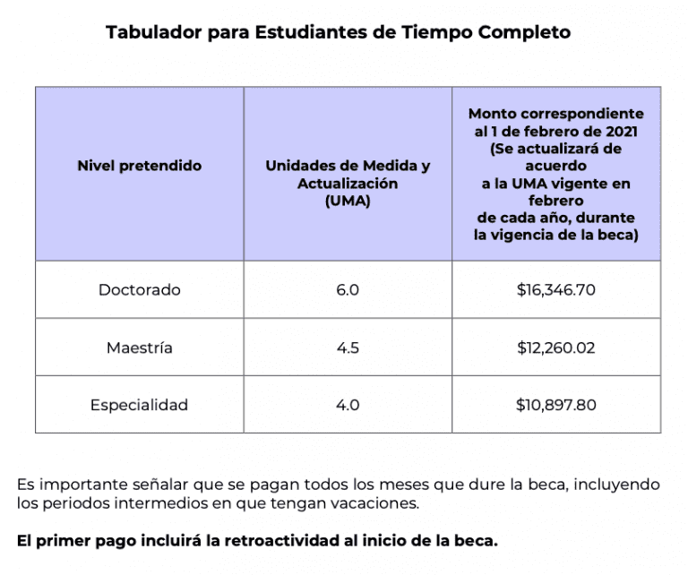 Guía completa del tabulador de becas del Conacyt