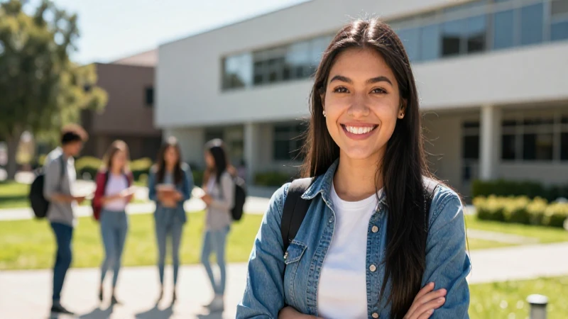 Estudiante mexicano exitoso en campus universitario