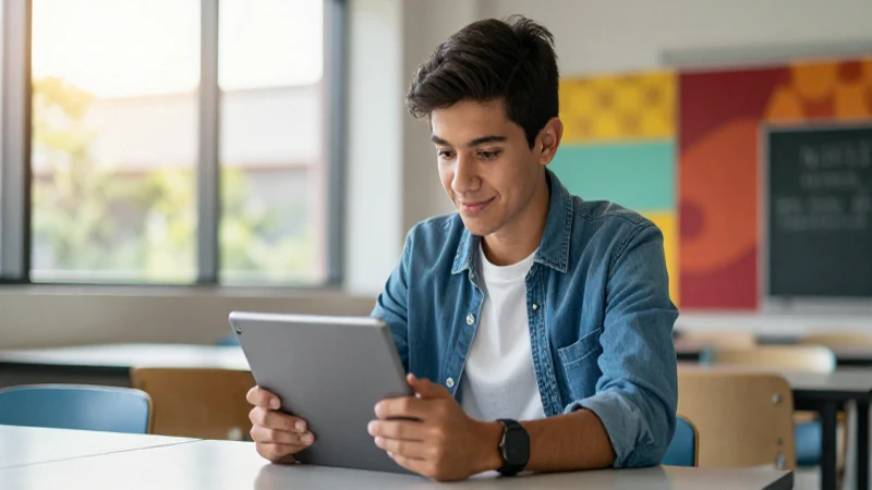 Joven estudiante mexicano en campus moderno y brillante