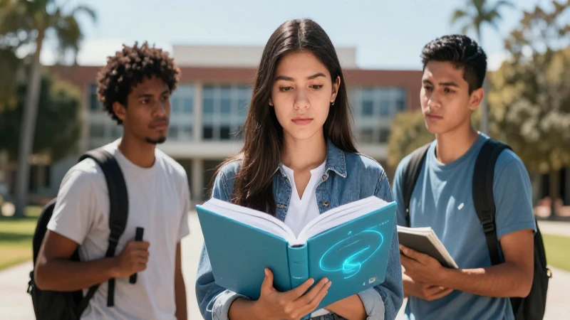 Estudiante mira futuro en campus universitario