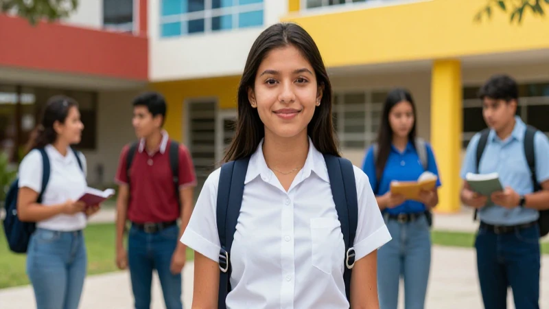 Estudiante mexicano enfocado en campus moderno