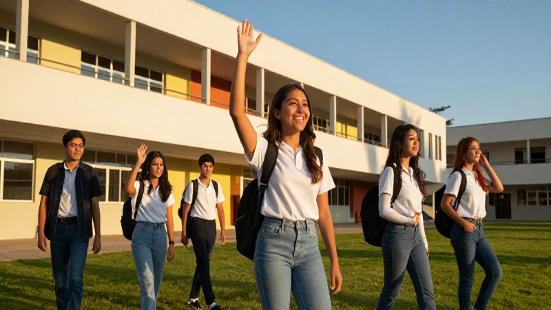 Estudiantes mexicanos motivados en campus moderno
