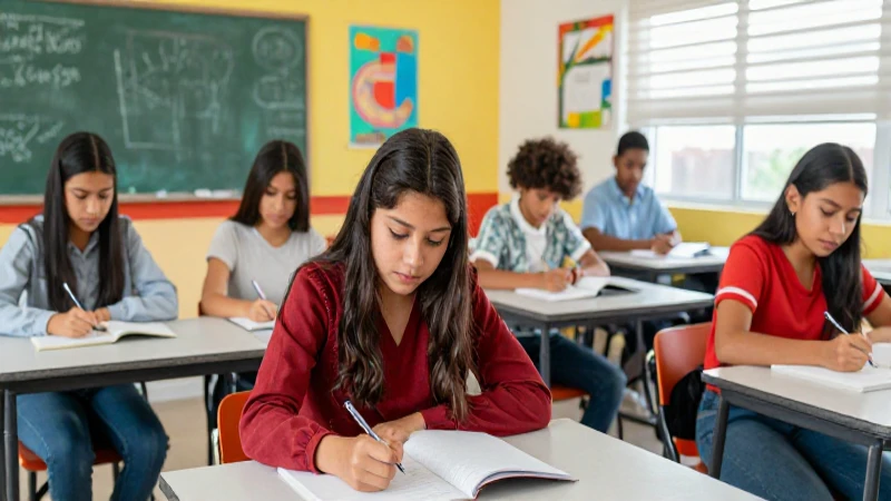 Estudiantes mexicanos en aula moderna y luminosa