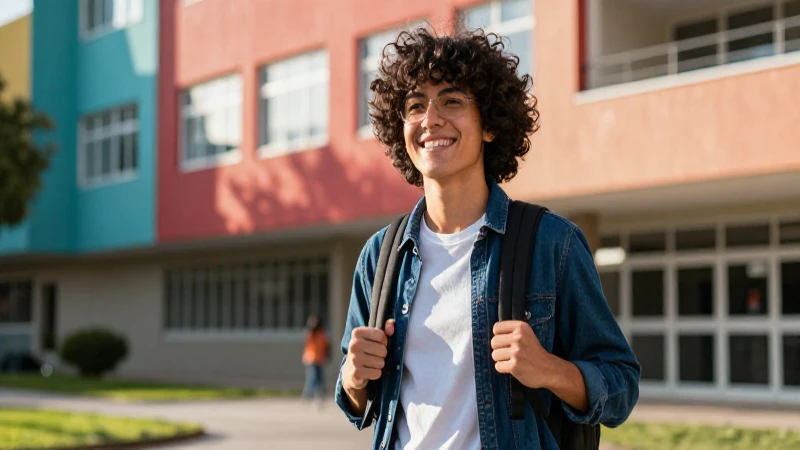 Retrato dinámico de estudiante mexicano exitoso