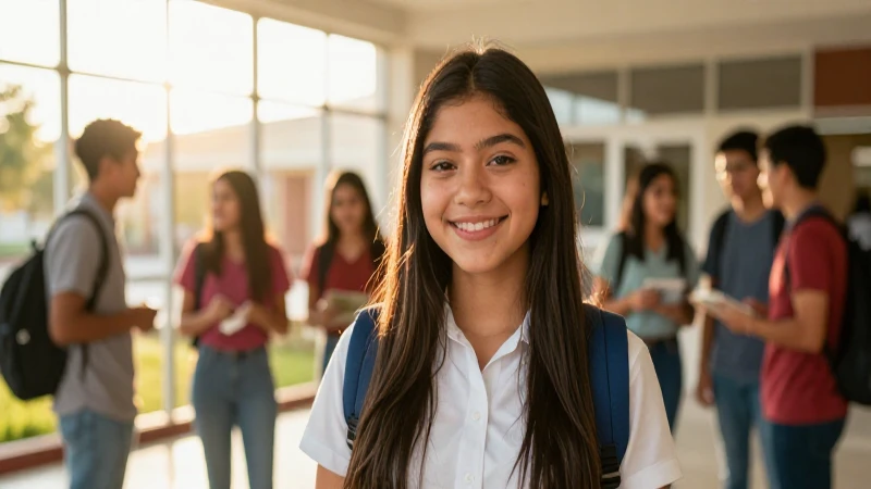 Dónde puedo encontrar imágenes de certificados de secundaria 2 Estudiante sonriente en moderno campus escolar