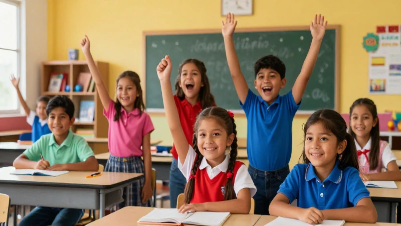 Estudiantes mexicanos exitosos en un aula moderna