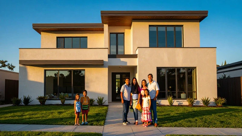 Familia mexicana en casa moderna con luz dorada