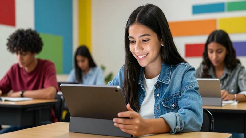 Estudiante mexicano aprende con una tableta