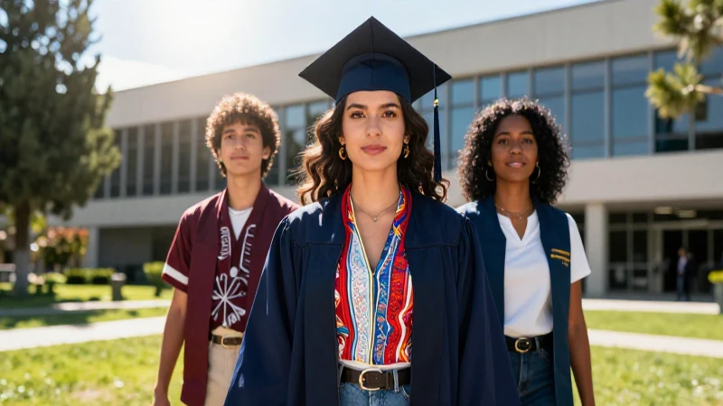 Jóvenes celebrando graduación con éxito académico