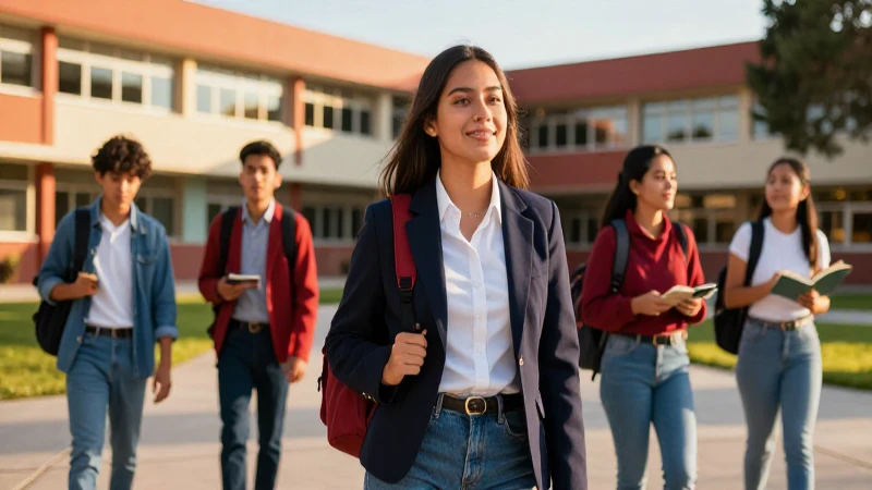 Retrato cinemático de estudiante mexicano en campus