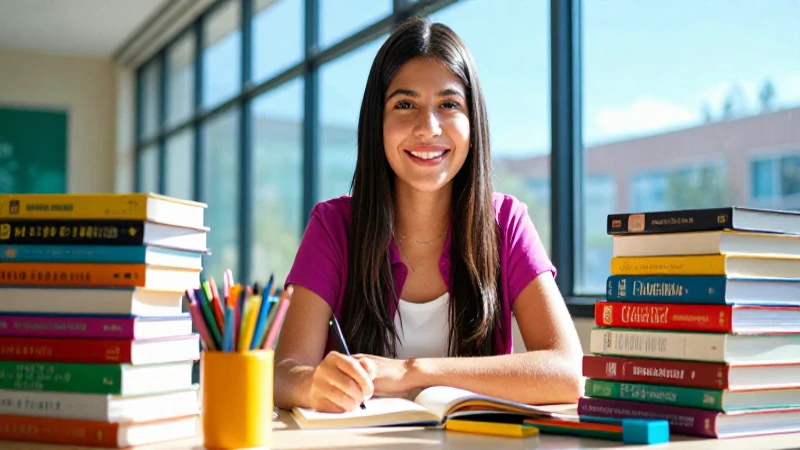 Cómo obtener una beca Benito Juárez de 10 mil pesos 92 Estudiante mexicana sonriente rodeada de libros