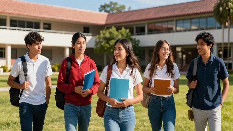 Estudiantes mexicanos celebran logros en un campus brillante
