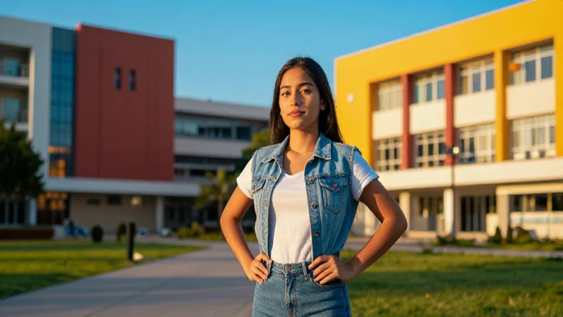 Estudiante mexicana confiada en el campus universitario
