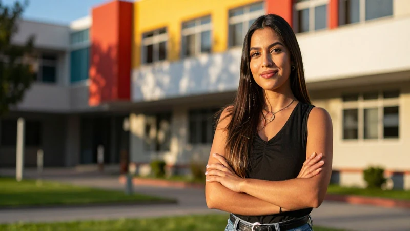 Educador mexicano profesional en campus moderno