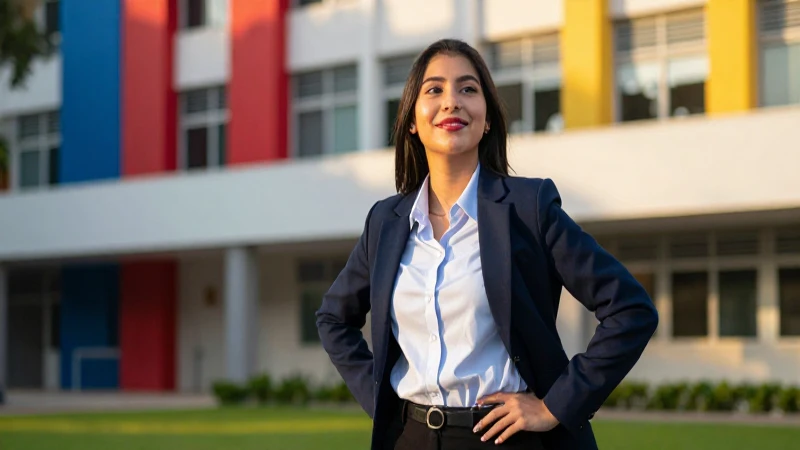 Estudiante mexicano moderno en ambiente corporativo