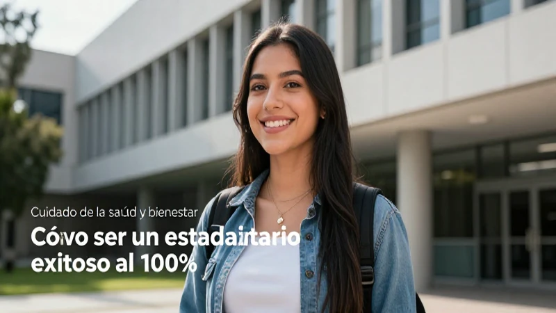 Estudiante exitosa en un entorno académico vibrante