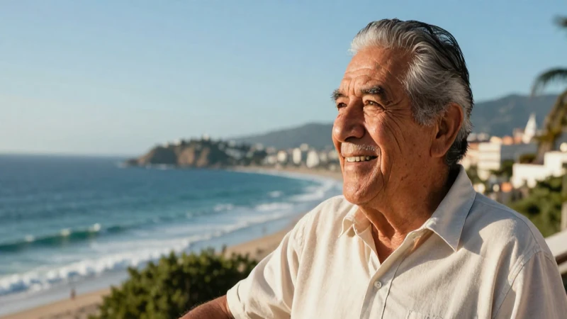 Hombre mexicano sonriente en costa soleada