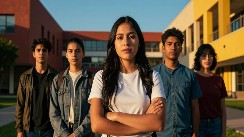 Estudiante mexicano diverso con luz dorada cinematográfica